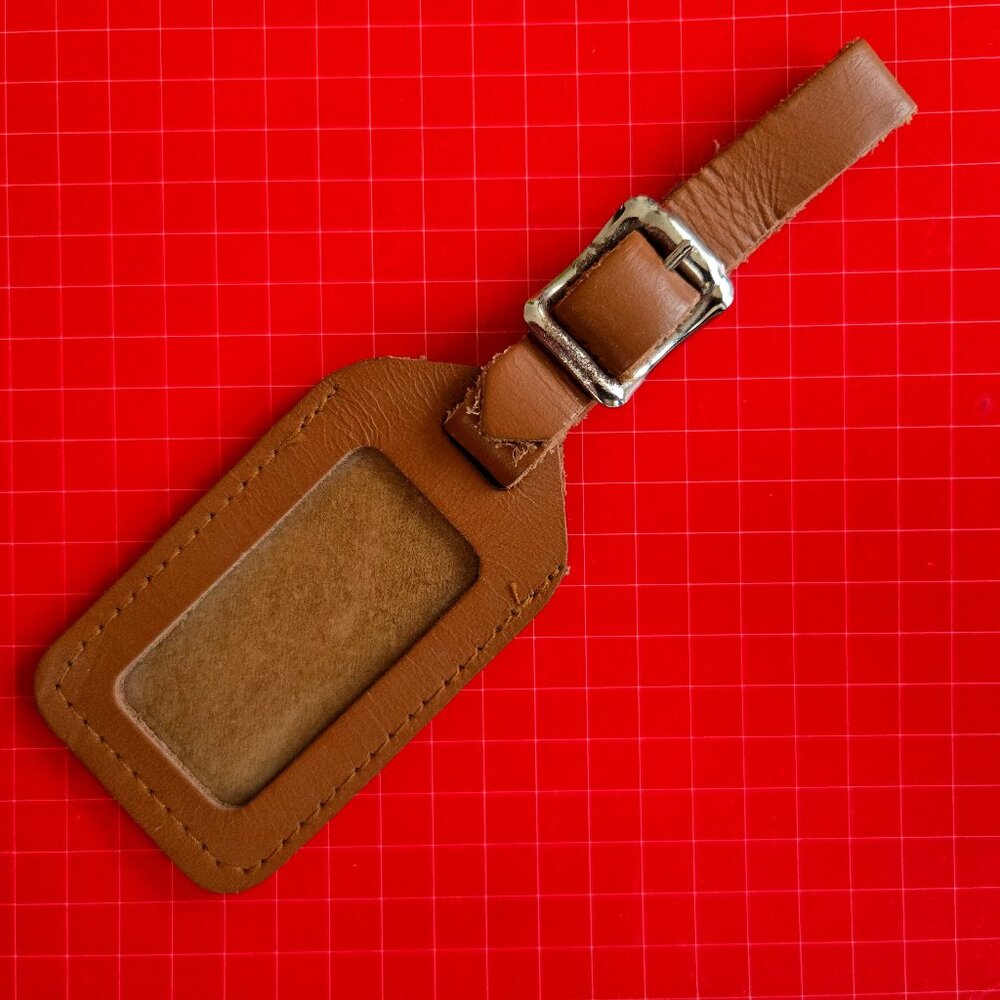 Vintage Leather Baggage / Luggage Name Tag